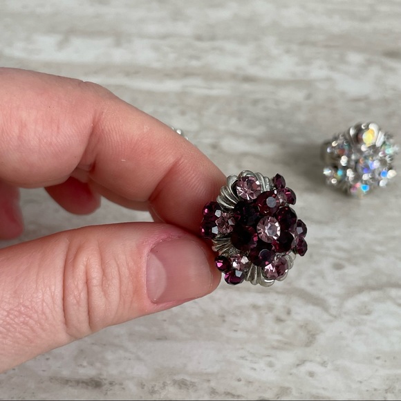 Bundle of Three Rhinestone Adjustable Rings - Picture 3 of 7